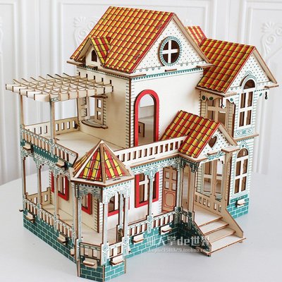 木制3d立體拼圖成人版女孩手工拼裝模型木質拼板高難度積木頭房子#促銷 #現貨