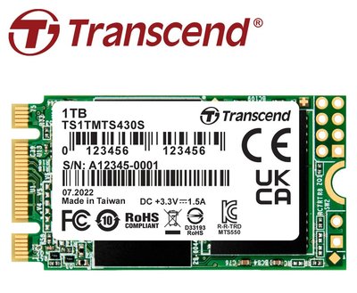 《SUNLINK》Transcend 創見 MTS430S 1TB M.2 2242 SATA SSD 固態硬碟