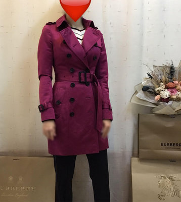 BURBERRY PRORSUM英國黑標紫紅色中長風衣36