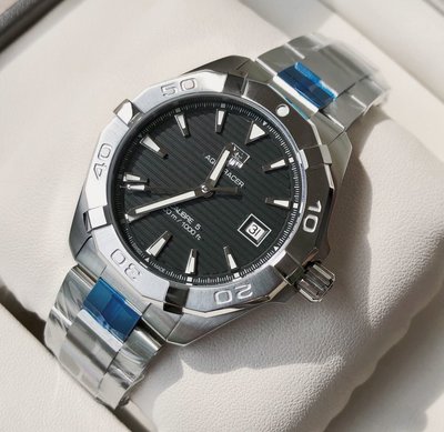 TAG HEUER Aquaracer Calibre 5 黑色面錶盤 銀色不鏽鋼錶帶 男士 自動機械錶 WAY2110.BA0928 豪雅 競潜 300M