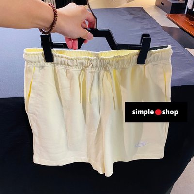 【Simple Shop】NIKE NSW 運動短褲 厚磅 針織短褲 刺繡 LOGO 鵝黃色 女款 CJ3755-113