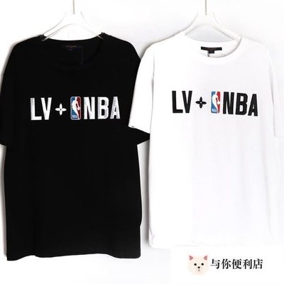 LV刺繡NBA聯名男女情侶款圓領短袖T恤夏季潮牌-雙喜生活館