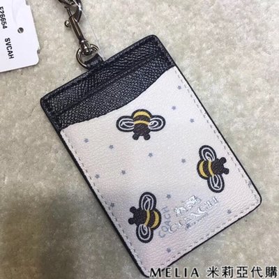 Melia 米莉亞代購 COACH 2019ss 識別證套 證件套 悠遊卡套 F26654 基本款 白色 小蜜蜂圖案