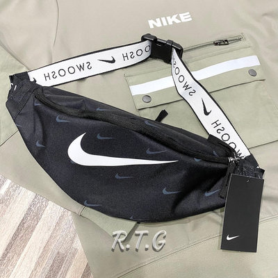 NIKE HERITAGE HIP PACK SWOOSH 腰包 側背 黑色 串標背帶 DC7343-010