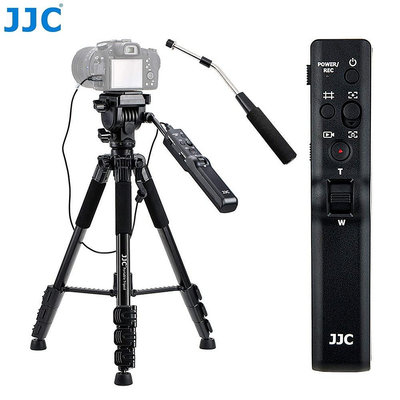JJC TP-F2便攜遙控三腳架带有線控制手柄 兼容帶Multi多用途接口的Sony相機和攝像機 可伸縮輕量鋁合金三腳架