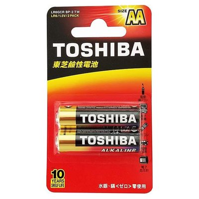 【TOSHIBA東芝】3號AA鹼性電池2顆 吊卡裝(1.5V LR6)