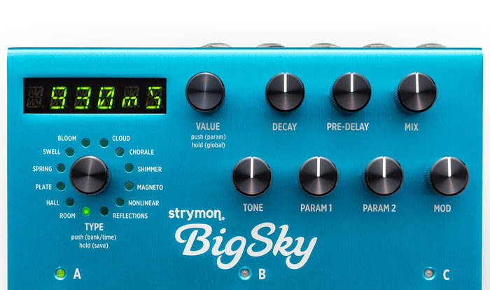 民揚樂器】美國手工效果器strymon BigSky Reverb 內建12種殘響效果公司