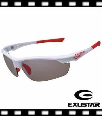 2020 最新 EXUSTAR 全視線眼鏡 變色鏡片 防風 太陽眼鏡 白/紅 盛恩單車