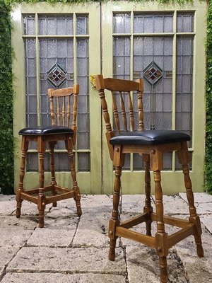 【卡卡頌  歐洲古董】英國  橡木雕刻  高腳椅  吧台  椅  歐洲老件 ch0492 ✬