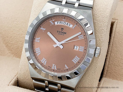 【經緯度名錶】TUDOR 帝舵 TUDOR ROYAL 28600 鮭粉色錶盤 星期日期 自動機械錶款 TLW77119