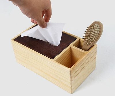 5500A 日式 松木紙巾盒 多功能紙巾收納盒面紙盒 木質抽紙盒衛生紙盒雙格遙控器紙巾盒