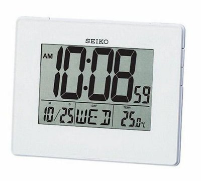 SEIKO CLOCK 精工漸進式嗶嗶聲鬧鈴星期溫度顯示座鐘掛鐘兩用電子鬧鐘 型號：QHL057W【神梭鐘錶】
