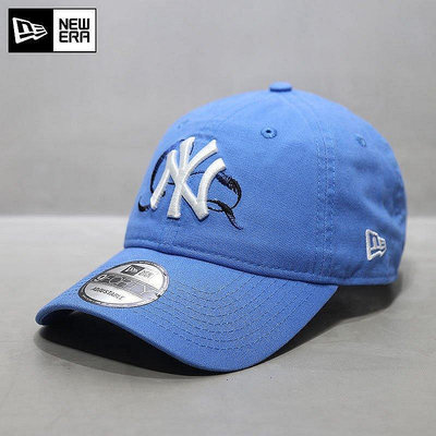 小Z代購#NewEra帽子BTS聯名款NY洋基隊軟頂大標鴨舌帽潮MLB棒球帽藍色潮牌