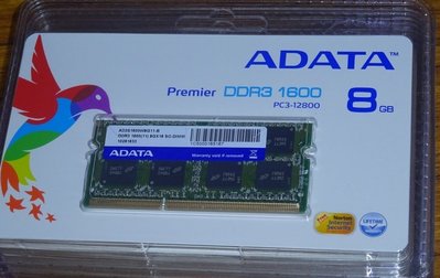 ...點子電腦-北投..8G全新◎NB用 威剛ADATA  DDR3-1600 8GB◎正規盒裝3000元高電壓1.5V