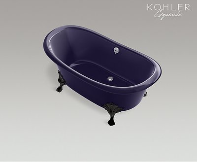 御舍精品衛浴*KOHLER Artifacts 獨立式鑄鐵浴缸(靛藍 21000T-DGB（含落水）