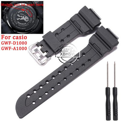 樹脂錶帶適用卡西歐G-Shock GWF-A1000 GWF-A1000 D1000蛙人男士橡膠運動防水錶帶手錶配件