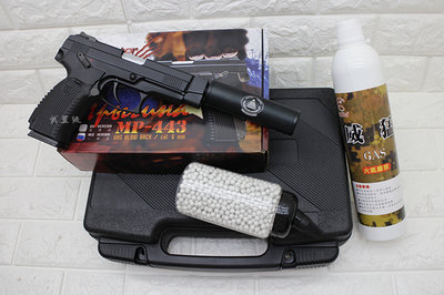 台南 武星級 Raptor MP-443 烏鴉 手槍 瓦斯槍 刺客版 + 12KG瓦斯 + 奶瓶 + 槍盒( 俄軍制式
