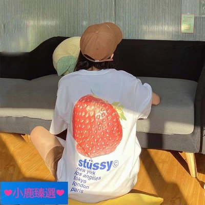 ❤小鹿臻選❤STUSSY 22SS STRAWBERRY TEE 斯圖西新款夏潮牌男女草莓短袖T恤