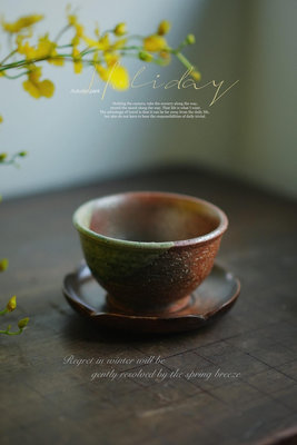 日本中古粗陶茶碗 信樂燒茶碗 手握杯 主人杯 茶道具