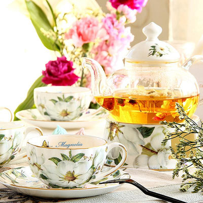 廠家出貨水果茶壺套裝家用花茶杯茶具套裝陶瓷蠟燭加熱煮花草下午茶杯歐式