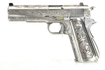 JHS（（金和勝 生存遊戲專賣））雕花 WE 雙管 1911 瓦斯手槍 4749