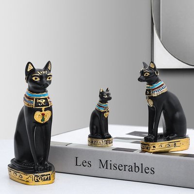 擺件 跨境迷你埃及貓擺件北歐客廳書房可愛貓工藝品擺設喬遷禮物裝飾品