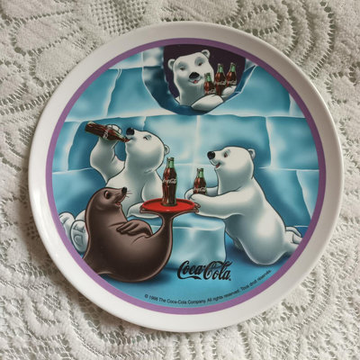 可口可樂 可樂熊 兒童餐盤 塑膠圓盤 1998年