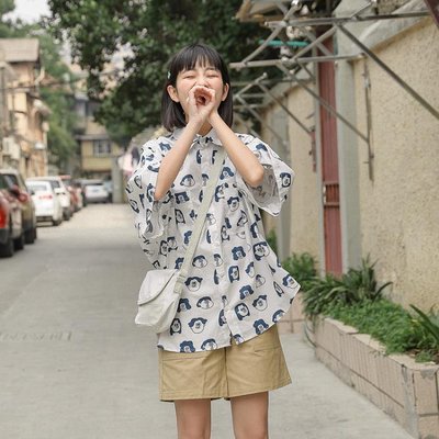 短袖襯衫 日系短袖花襯衫女夏季薄款寬鬆香港復古休閒襯衣設計感小眾上衣