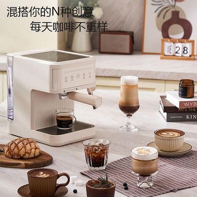 咖啡機110V220v 意式咖啡機白色自動小奶泡拉花蒸汽出口臺灣美歐英20bar