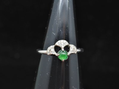 《瓜地馬拉翡翠專區》《戒指》正品A貨 天然翡翠 滿綠銀杏 戒子 戒指 #12  (3517)
