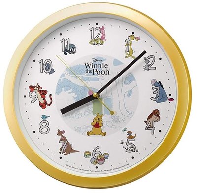 鼎飛臻坊 迪士尼 Winnie The Pooh 小熊維尼 小豬 屹耳  圓形 時鐘 掛鐘 日本正版