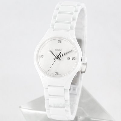 現貨 可自取 雷達錶 RADO TRUE R27061712 手錶 30mm 白色面盤 真鑽時刻 白色陶瓷錶帶 女錶