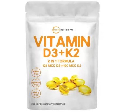 特惠美國成人維生素D3K2 關節心臟免疫300粒Vitamin D3+K2 MK7