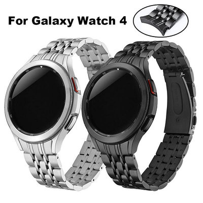 SAMSUNG 弧形末端金屬錶帶適用於三星 Galaxy Watch 4 經典 46 毫米 42 毫米腕帶無間隙不銹鋼手