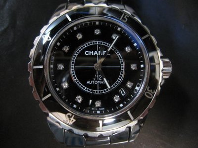 香奈兒 chanel J12 黑色陶瓷 原廠鑽石時標面盤 H1626 自動 錶