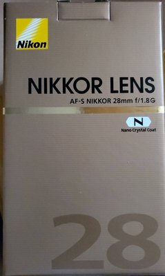 【國祥公司貨】全新 完整盒裝 NIKON AF-S 28mm F1.8G • N 奈米鍍膜鏡片 F/1.8G