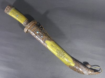 [銀九藝] 銅器銅雕 西藏刀 雙魚吉祥寶刀 腰刀 佩刀  (2)