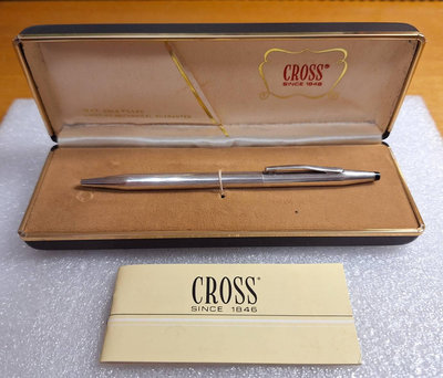 【骨董美筆】CROSS 高仕 / 1980年代  Sterling Silver 925 純銀 旋轉式原子筆(80%新) 美國製 / 內附筆芯 贈送：原廠筆盒