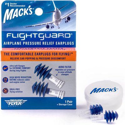Mack's Flightguard 飛行耳塞 降噪26dB 耳壓力緩解避免耳痛 飛機耳塞 出國旅行 Macks