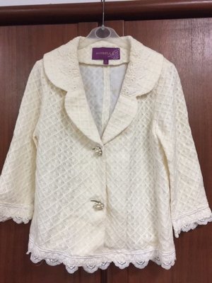 香港貴婦品牌MOISELLE米白色小香風西裝外套36(約M尺寸穿)