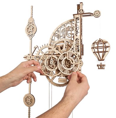 Ugears Aero Clock 飛行機械鐘 3D 木製機械模型 掛鐘 裝飾展示品