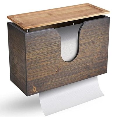 14957A 歐洲進口 好品質 歐式天然竹製擦手巾面紙盒浴室捲筒衛生紙壁掛桌上面紙收納掛架擦手紙巾置物架紙巾盒