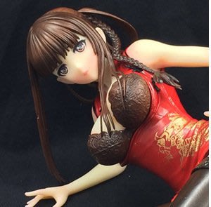 【二次元】日本 動漫 美少女 紅美華 躺姿 旗袍模型 盒裝美女手辦機箱擺件 盒高 25CM