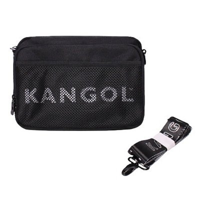 【AYW】KANGOL LOGO BAG 串標背帶 休閒輕便 網面 網布 方包 斜背包 側背包 單肩包 收納包 外出包