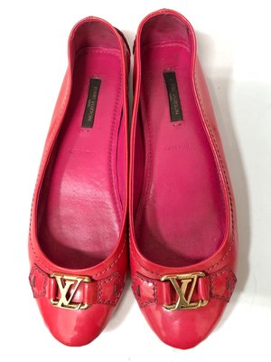 LOUIS VUITTON LV 桃紅色 娃娃鞋 平底鞋 36.5號 保證正品