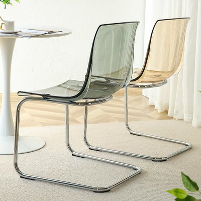 免運 北歐弓形透明椅子網紅梳妝椅亞克力化妝椅設計師家用靠背椅餐椅