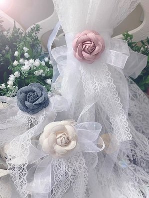 粉紅玫瑰精品屋～🌷清新/花朵蝴蝶結蕾絲窗簾綁帶🌷單個價