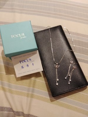 專櫃 日本FOCUS 銀包K紫鋯長鍊鑽蝴蝶套組 項鍊+耳環