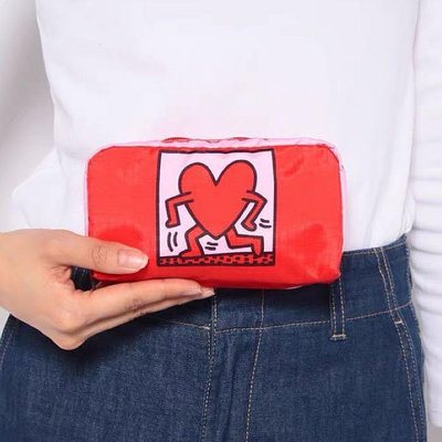 小Z代購#Lesportsac x Keith Haring 聯名系列 Love 6511 化妝包 收納 包 降落傘防水