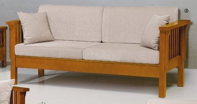【DH】商品貨號N629-3商品名稱《魯娜》木製柚木三人座沙發椅 (圖一)椅墊可拆洗.備有單人座.雙人座可選.主要地區免